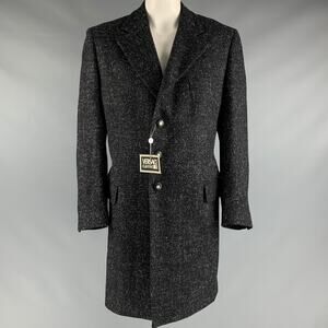 VERSACE CLASSIC Size 44 Black Grey Heather Notch Lapel Coat